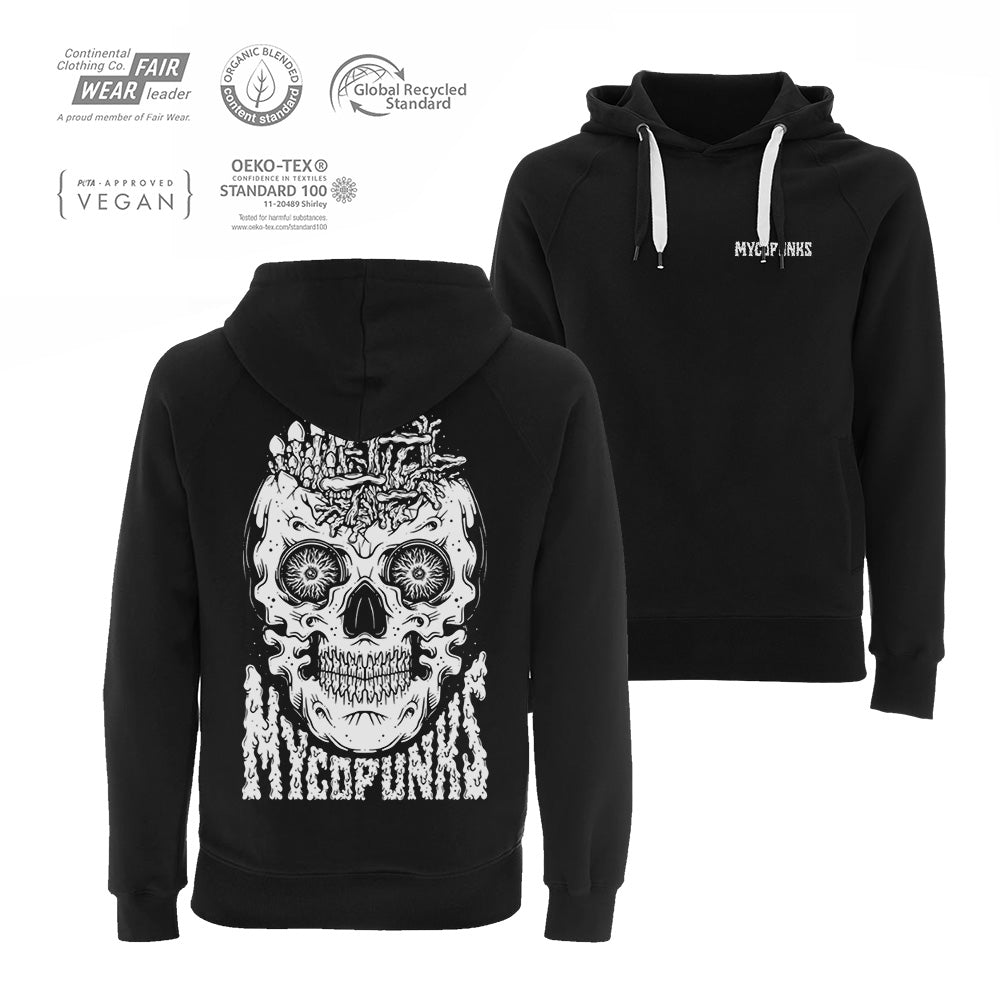 MycoPunks Bio-Hoodie mit Totenkopf-Logo