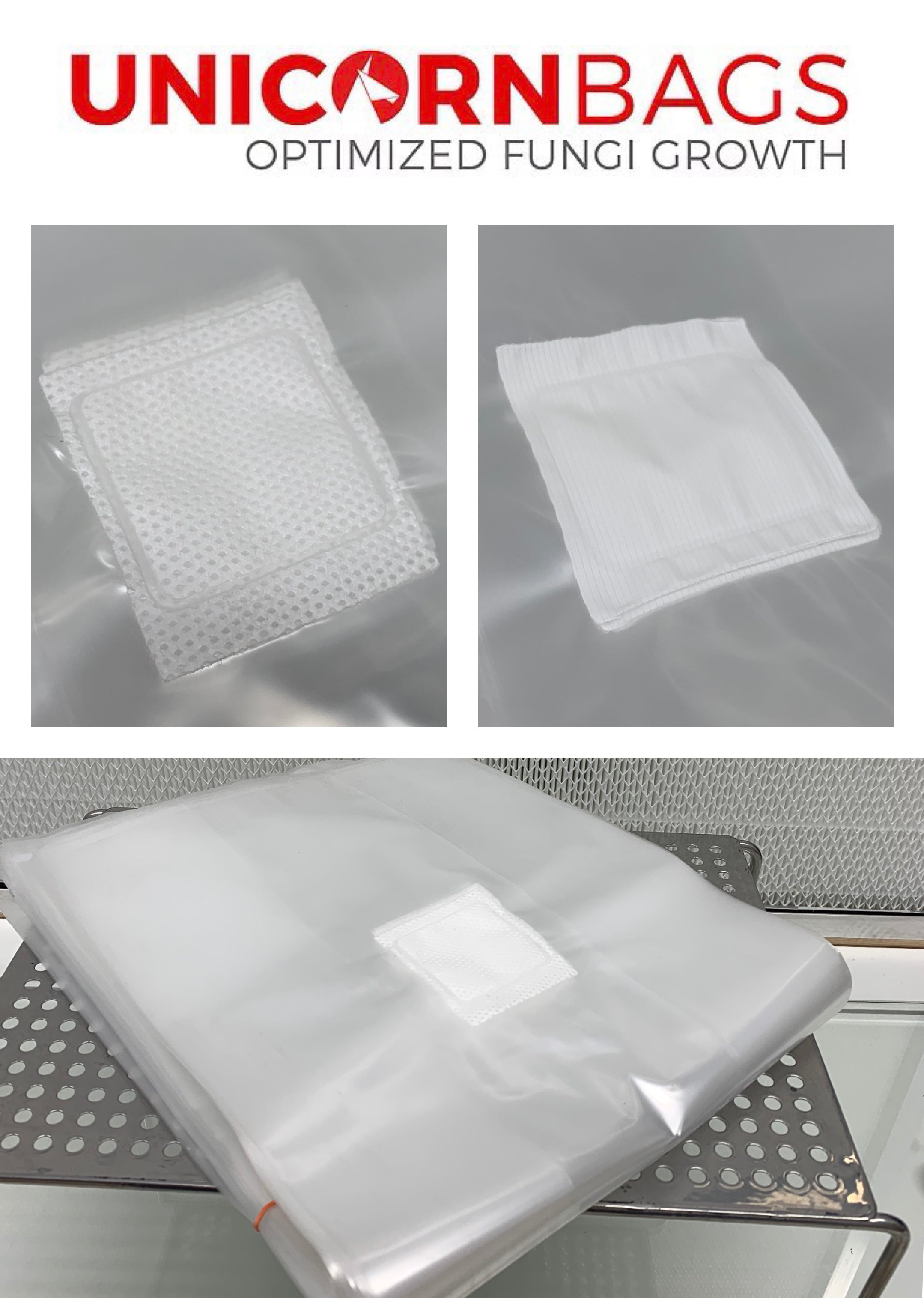 Unicorn bags in front of a flow unit